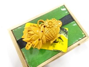 アンティーク　本つげ　帯留め